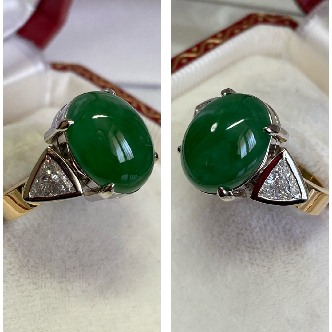 K18/Pt900 8.54ct 翡翠とダイヤモンドの上質なリング　指輪 レディースのアクセサリー(リング(指輪))の商品写真