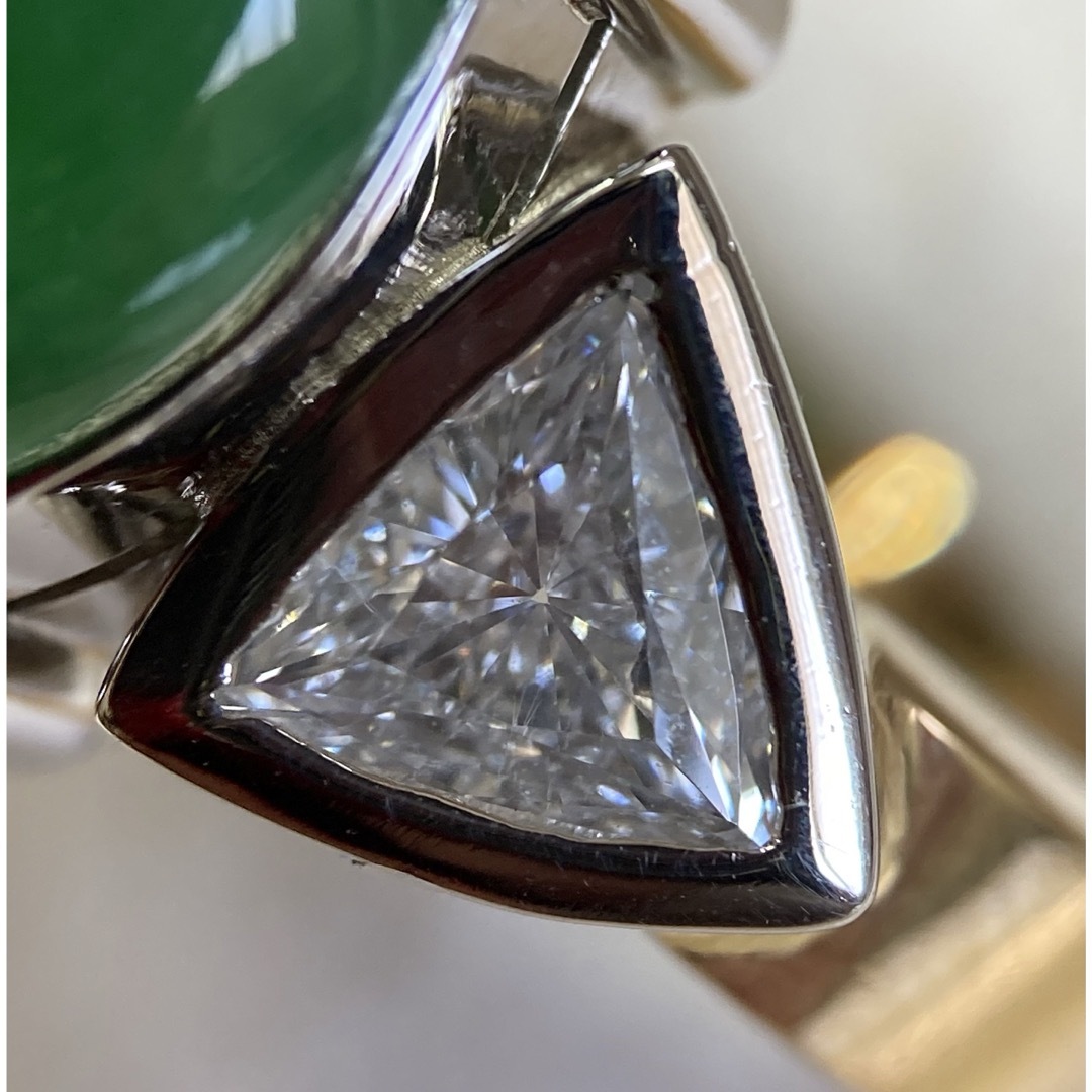 K18/Pt900 8.54ct 翡翠とダイヤモンドの上質なリング　指輪 レディースのアクセサリー(リング(指輪))の商品写真