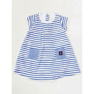 プチバトー(PETIT BATEAU)の☆プチバトー/PETIT BATEAU☆67cm 半袖ワンピオール 白×青 【中古】子供服 キッズ kids ベビー服 baby 女の子 夏 206032 onepi(カバーオール)