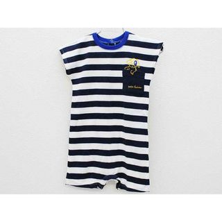 プチバトー(PETIT BATEAU)の□プチバトー/PETIT BATEAU□81cm 半袖カバーオール/ロンパース  白×濃紺 '21年製 【中古】子供服 キッズ kids ベビー服 baby 男の子 夏 716022 onepi(カバーオール)