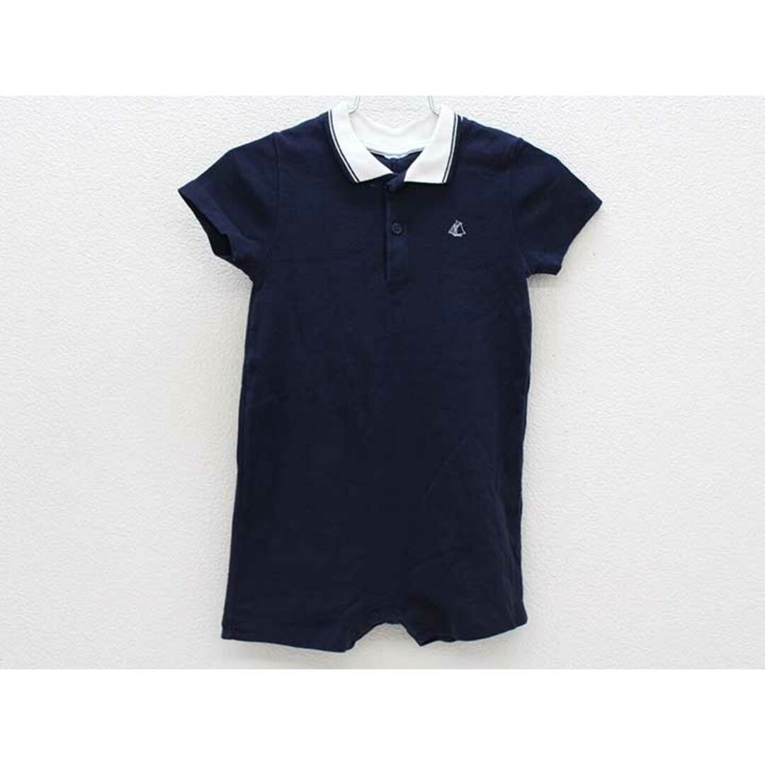 PETIT BATEAU(プチバトー)の□プチバトー/PETIT BATEAU□80cm 半袖カバーオール/ロンパース  濃紺 '20年製 【中古】子供服 キッズ kids ベビー服 baby 男の子 夏 716022 onepi キッズ/ベビー/マタニティのベビー服(~85cm)(カバーオール)の商品写真