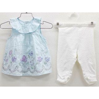 □アナスイミニ/ANNA SUI mini□80cm ノースリーブブラウス＆レギンスセット 水色系×白【中古】子供服 キッズ kids ベビー服 baby 女の子 夏 127022 tops