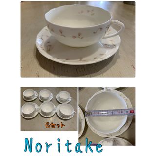 ノリタケ(Noritake)のNoritake かわいい花殻カップ & ソーサー (ペアセット) 6客(グラス/カップ)