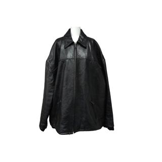 バレンシアガ(Balenciaga)の極美品 21秋ランウェイ BALENCIAGA バレンシアガ オーバーサイズレザージャケット 662134 カーフ ブラック サイズ44 中古 61433(その他)