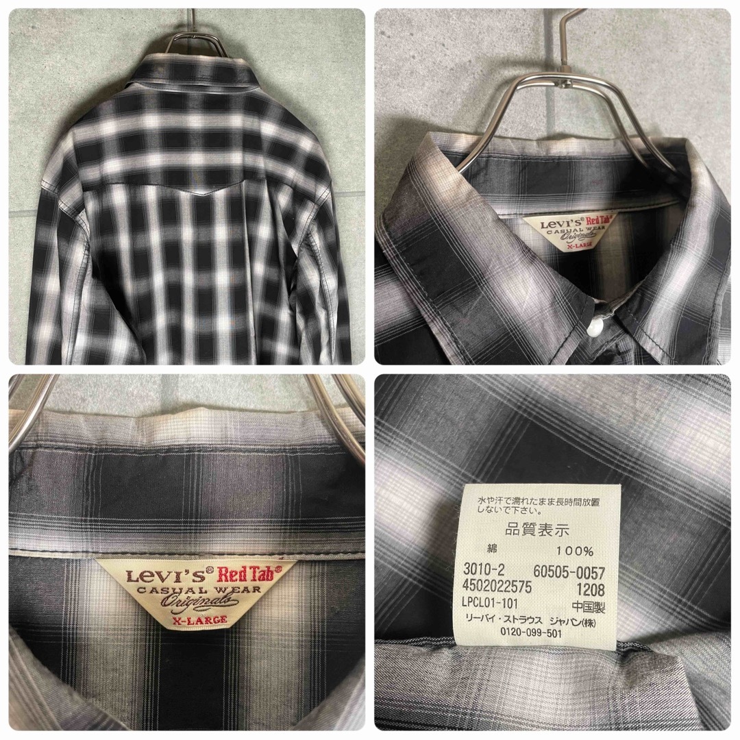 Levi's(リーバイス)の[古着]リーバイス　長袖　シャツ　オンブレチェック　レッドタブ　シャドー　黒　白 メンズのトップス(シャツ)の商品写真