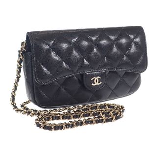 CHANEL - 【中古】【Aランク】CHANEL シャネル マトラッセ フラップフォンケース チェーンウォレット ポシェット AP2096 キャビアスキン ブラック 【ISEYA】