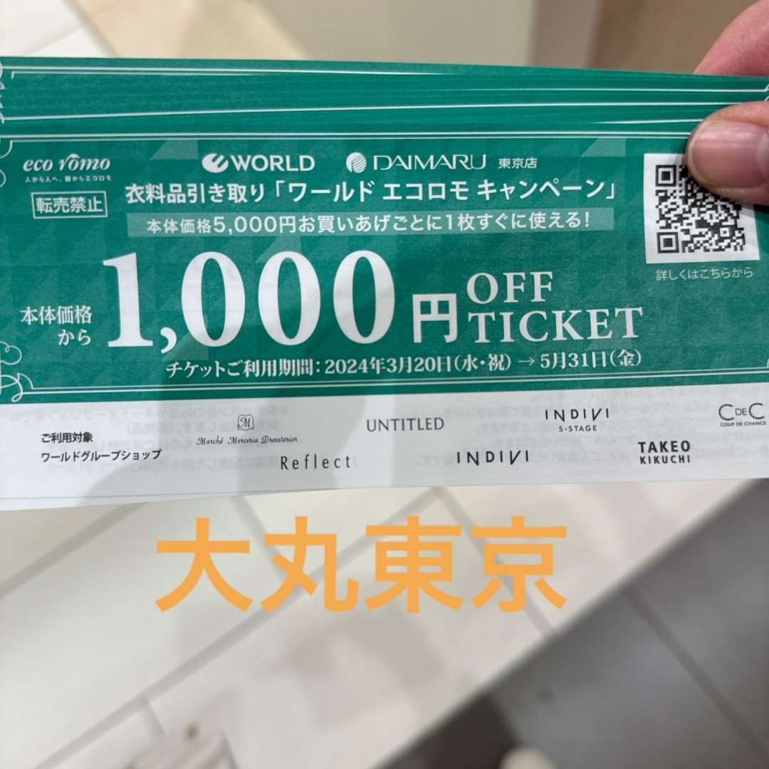 大丸(ダイマル)のエコロモ　ワールド　チケット　9枚 チケットの優待券/割引券(ショッピング)の商品写真