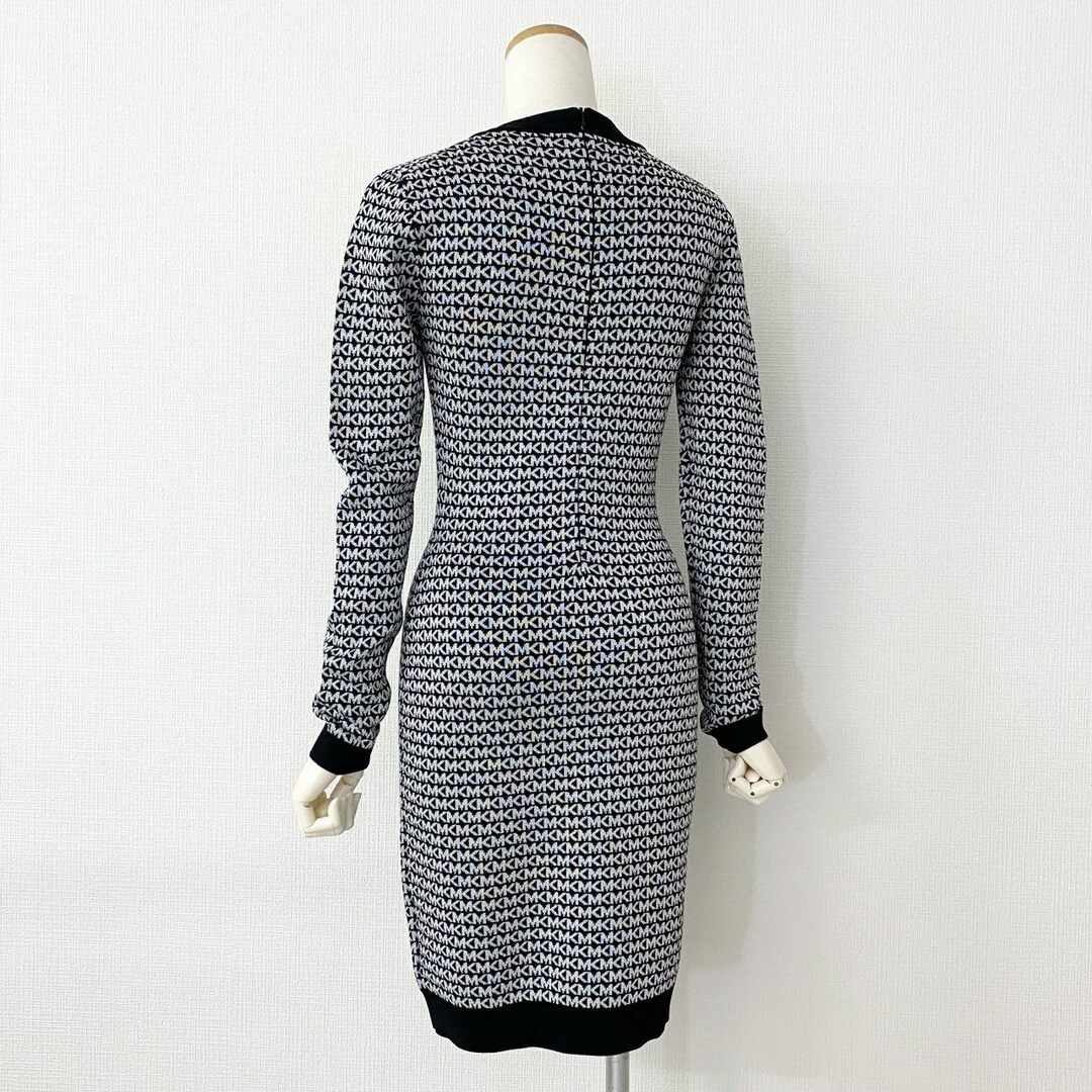 Michael Kors(マイケルコース)の39c20 《美品》 MICHAEL KORS マイケルコース LOGO JACQUARD DRESS ジャガードドレス ワンピース XS シルバー ブラック ラメ レディースのワンピース(ひざ丈ワンピース)の商品写真