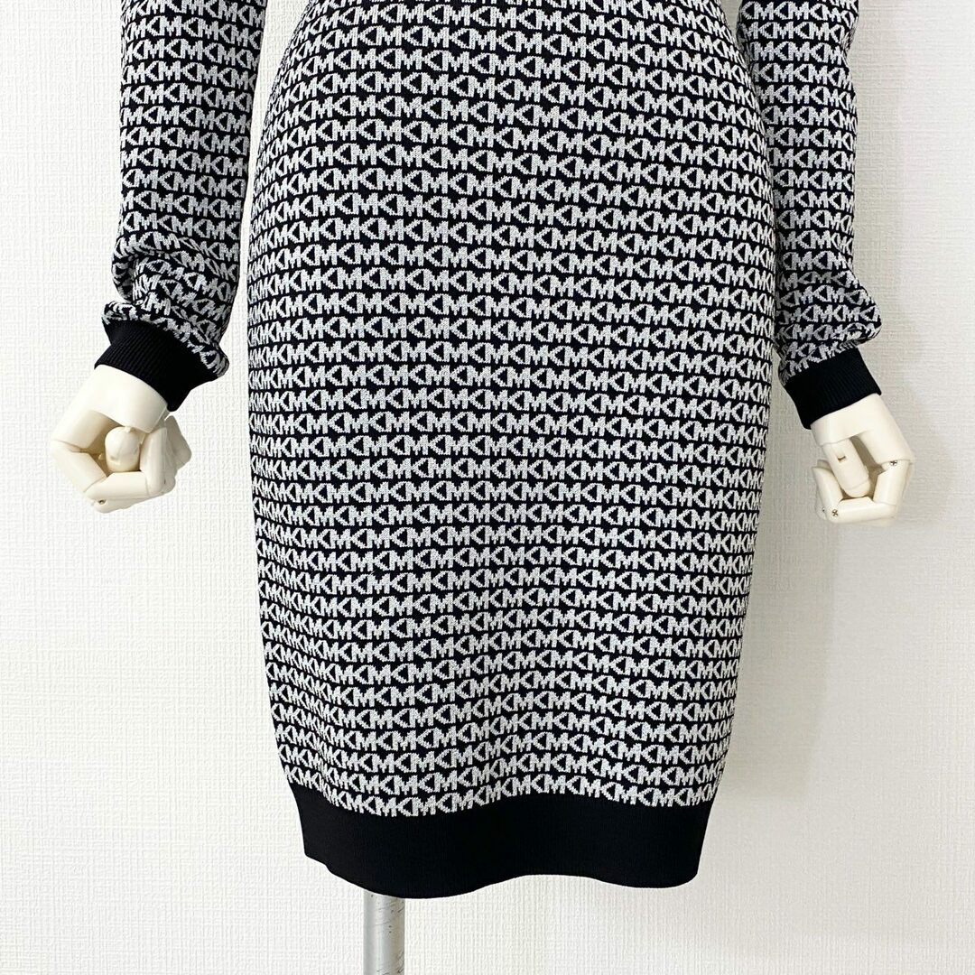 Michael Kors(マイケルコース)の39c20 《美品》 MICHAEL KORS マイケルコース LOGO JACQUARD DRESS ジャガードドレス ワンピース XS シルバー ブラック ラメ レディースのワンピース(ひざ丈ワンピース)の商品写真