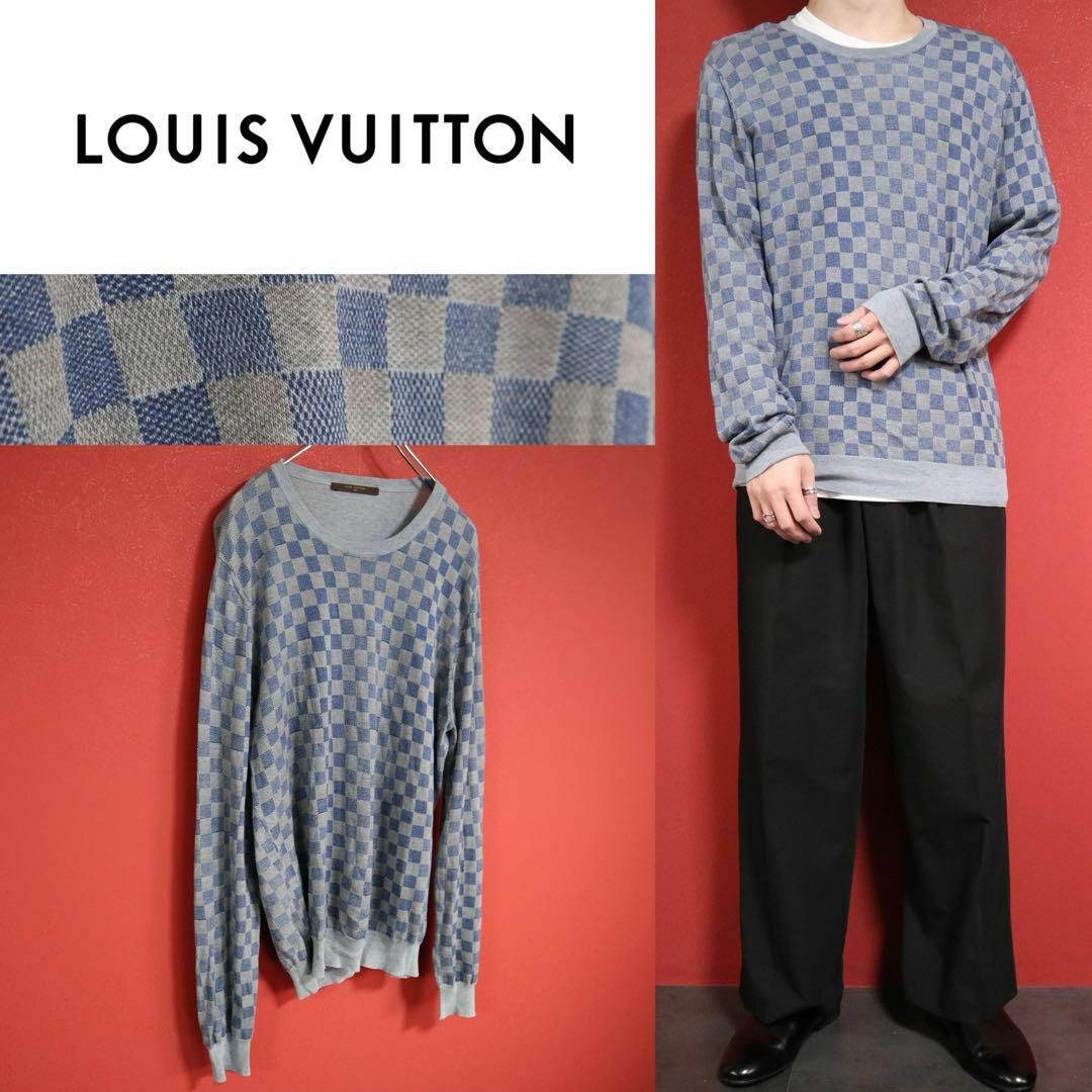 LOUIS VUITTON(ルイヴィトン)の【極美品】LOUIS VUITTON ルイヴィトン イタリア製 チェック ニット メンズのトップス(ニット/セーター)の商品写真