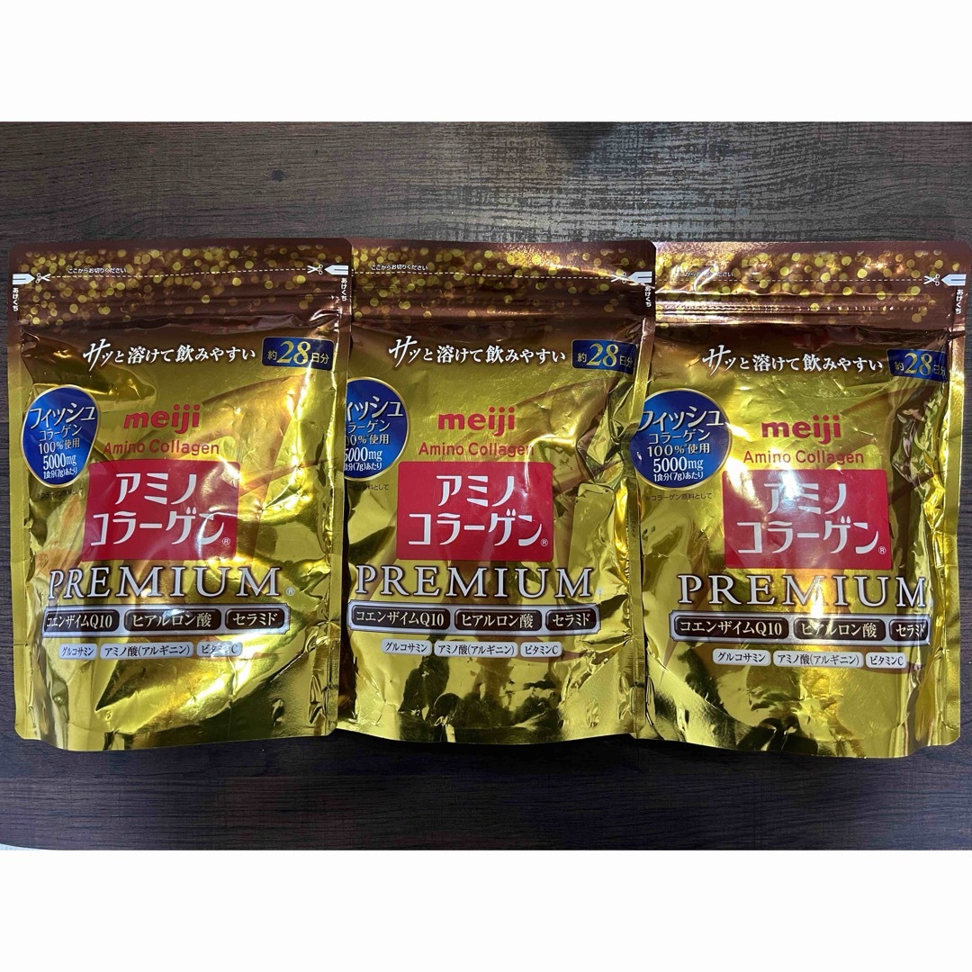 明治(メイジ)のアミノコラーゲンプレミアム 196ｇ（約28日分） 3袋セット 食品/飲料/酒の健康食品(コラーゲン)の商品写真