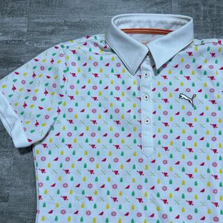 プーマ(PUMA)のPUMA プーマ レディースO 半袖ポロシャツ 総柄 大きいサイズ ゴルフウェア(ウエア)