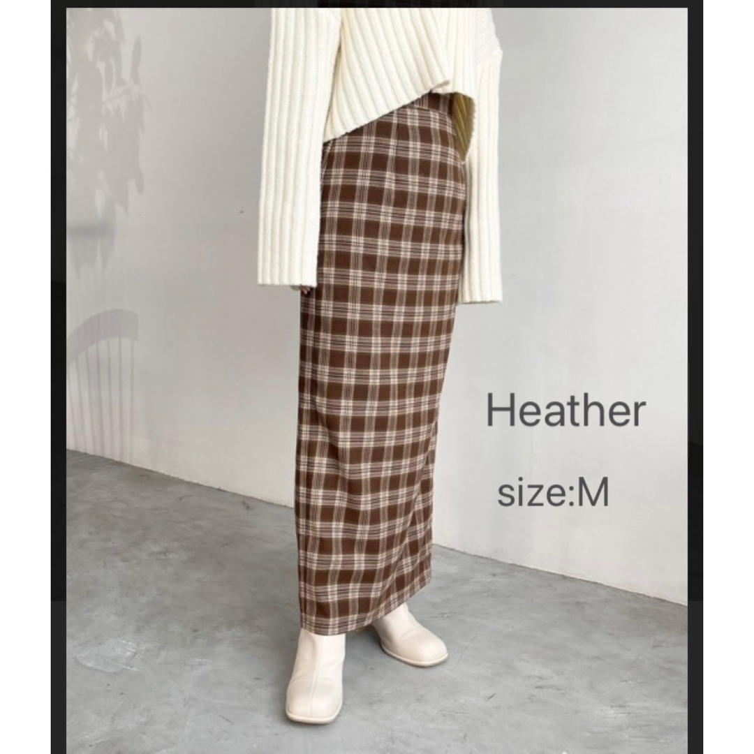 heather(ヘザー)のヘザーHeather チェック柄ロングタイトスカート レディースのスカート(ロングスカート)の商品写真