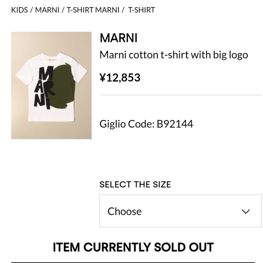 Marni(マルニ)のMARNI Tシャツ マルニ キッズ14 洗濯済 レディースのトップス(Tシャツ(半袖/袖なし))の商品写真