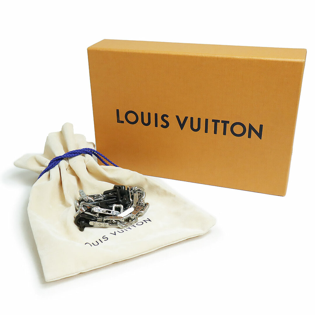 LOUIS VUITTON(ルイヴィトン)のルイ ヴィトン ネックレス モノグラム チェーン シルバー ブラック 黒 M00677 箱付 LOUIS VUITTON（美品） メンズのアクセサリー(ネックレス)の商品写真