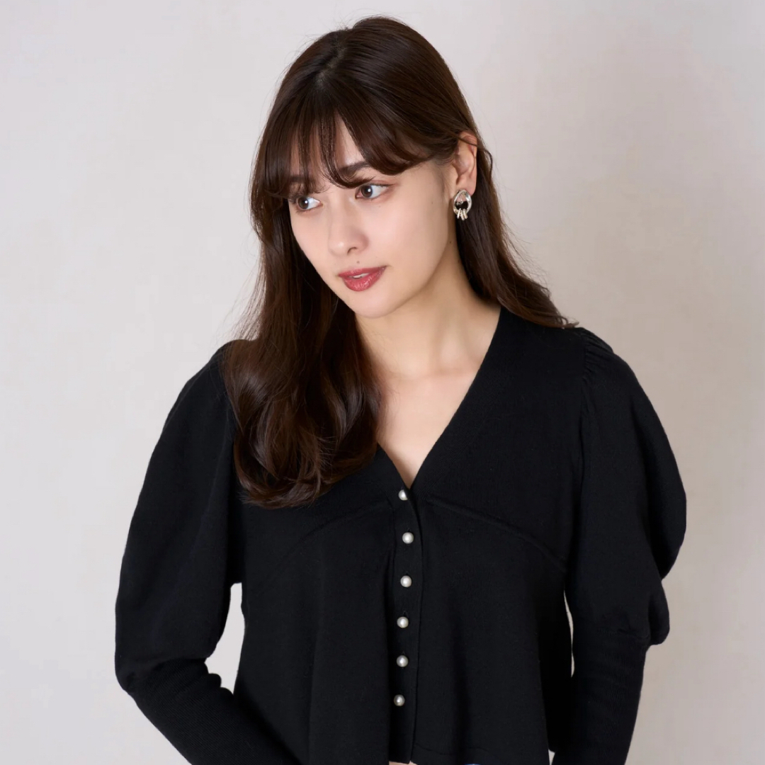 Her lip to(ハーリップトゥ)のCropped Puff Sleeve Knit Top herlipto レディースのトップス(ニット/セーター)の商品写真