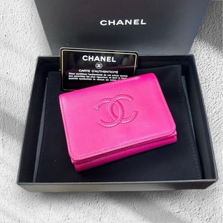 シャネル(CHANEL)の【正規品】シャネル CHANEL 折り財布 三つ折り  ピンク 28番代(財布)