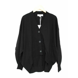 【春秋物 新入荷】新品 未使用品●ENFOLD/エンフォルド●300GS570-1190/2023年製/HEXGON CARDIGAN/コットンヘキサゴンカーディガン/長袖/Vネック ブラック/黒 レディース 38 春秋 213042