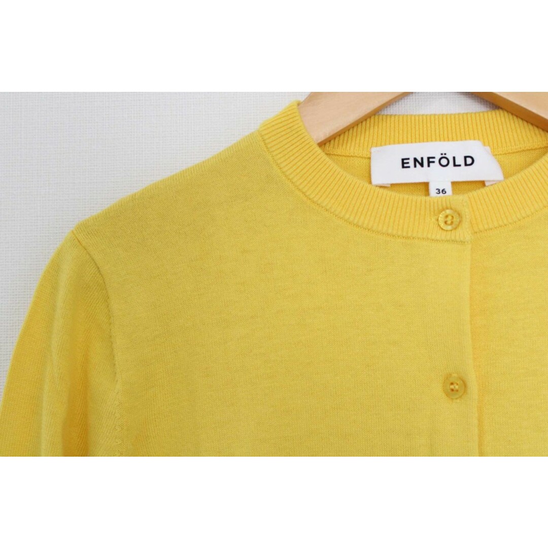 ENFOLD(エンフォルド)の【春夏物 新入荷】●ENFOLD/エンフォルド●300A670-0200/シルクコットンカーディガン/ニット/セーター/クルーネック イエロー/黄色 レディース 36 【中古】春夏 213042 レディースのトップス(カーディガン)の商品写真