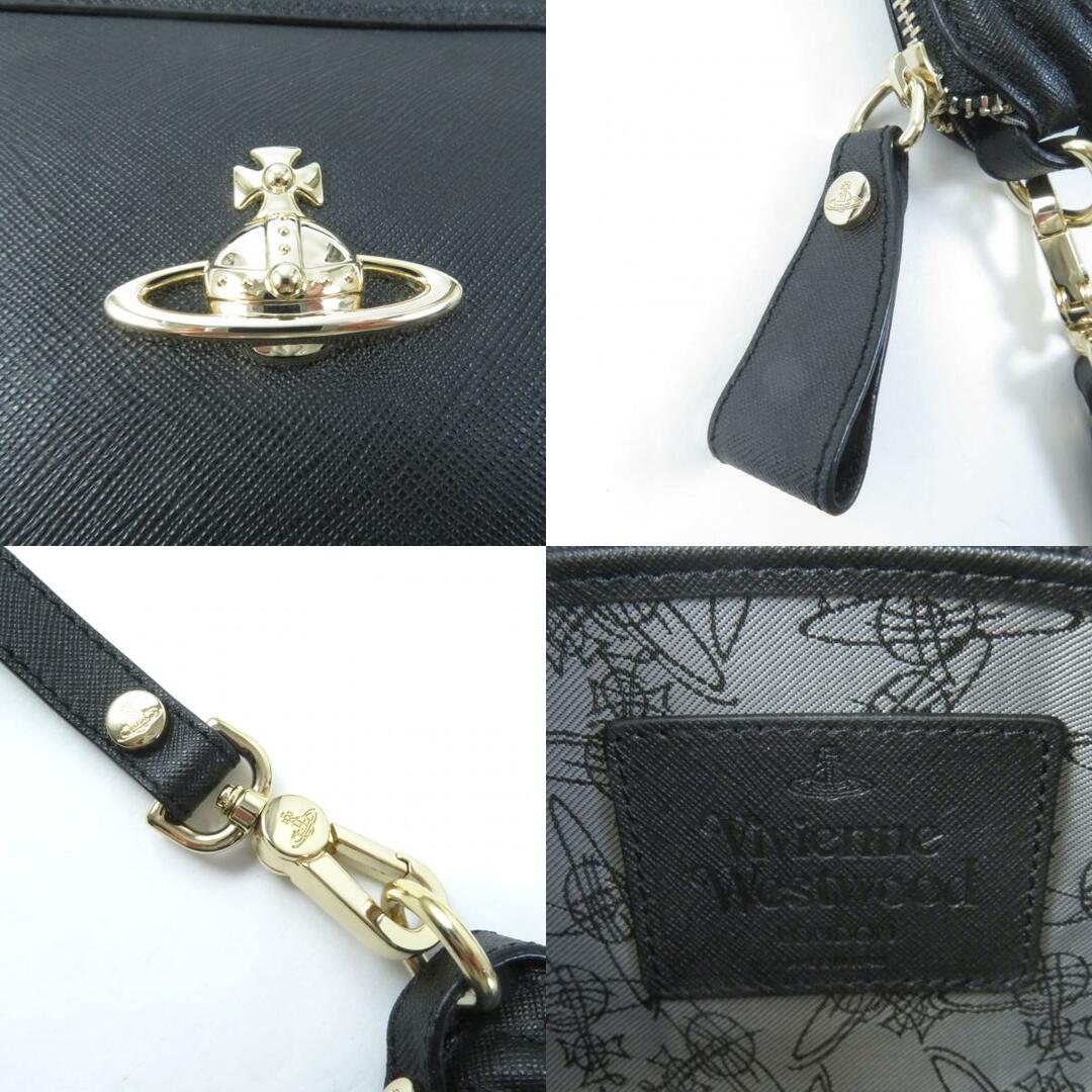 Vivienne Westwood(ヴィヴィアンウエストウッド)の極美品 Vivienne Westwood ヴィヴィアンウエストウッド 43030026 VICTORIA SMALL CROSSBODY レザー オーブ金具付 ショルダーバッグ ブラック ゴールド金具 イタリア製 レディース レディースのバッグ(ショルダーバッグ)の商品写真