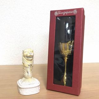 最終値下げ❣️【新品】シンガポール　土産　グラス　マーライオン　置物　セット(グラス/カップ)