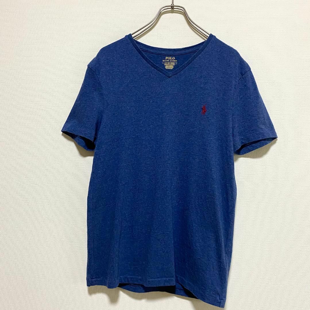 POLO RALPH LAUREN(ポロラルフローレン)のアメリカ古着　ポロラルフローレン　半袖　Tシャツ　Vネック　無地　ポニー　刺繍 メンズのトップス(Tシャツ/カットソー(半袖/袖なし))の商品写真