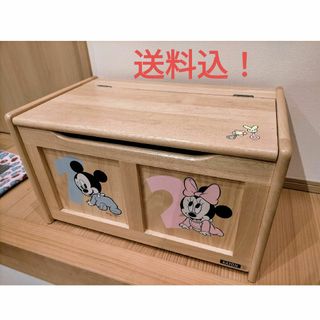 送料込！ディズニー 木製家具 収納ベンチ おもちゃ箱 KATOJI