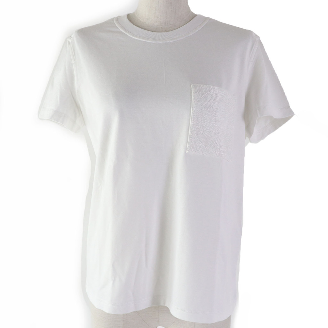 HERMES - 未使用品 HERMES エルメス 24SS 4E4615DA コットン Hロゴデザインポケット カットソー 半袖Ｔシャツ ホワイト 38 箱付き フランス製 正規品 レディース