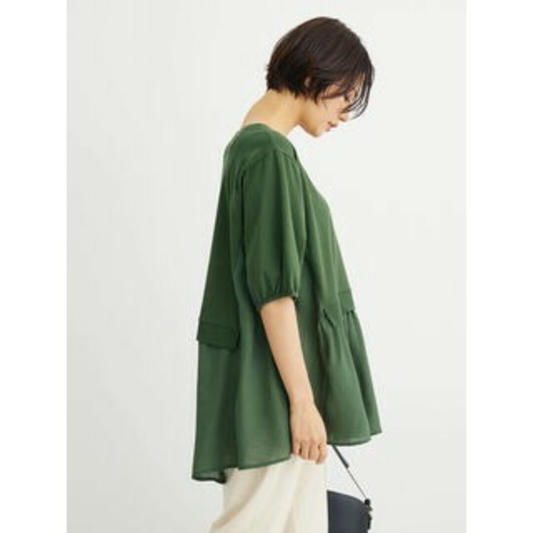 green parks(グリーンパークス)のGreen Parks SELECT カットドッキングフレアラインプルオーバー レディースのトップス(Tシャツ(半袖/袖なし))の商品写真