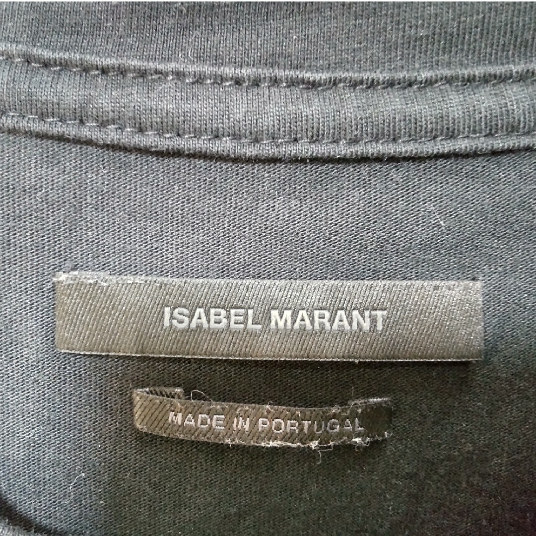 Isabel Marant(イザベルマラン)のイザベルマラン ペイント柄 ロゴ入りTシャツ M～Lくらい 黒 ブラック レディースのトップス(Tシャツ(半袖/袖なし))の商品写真