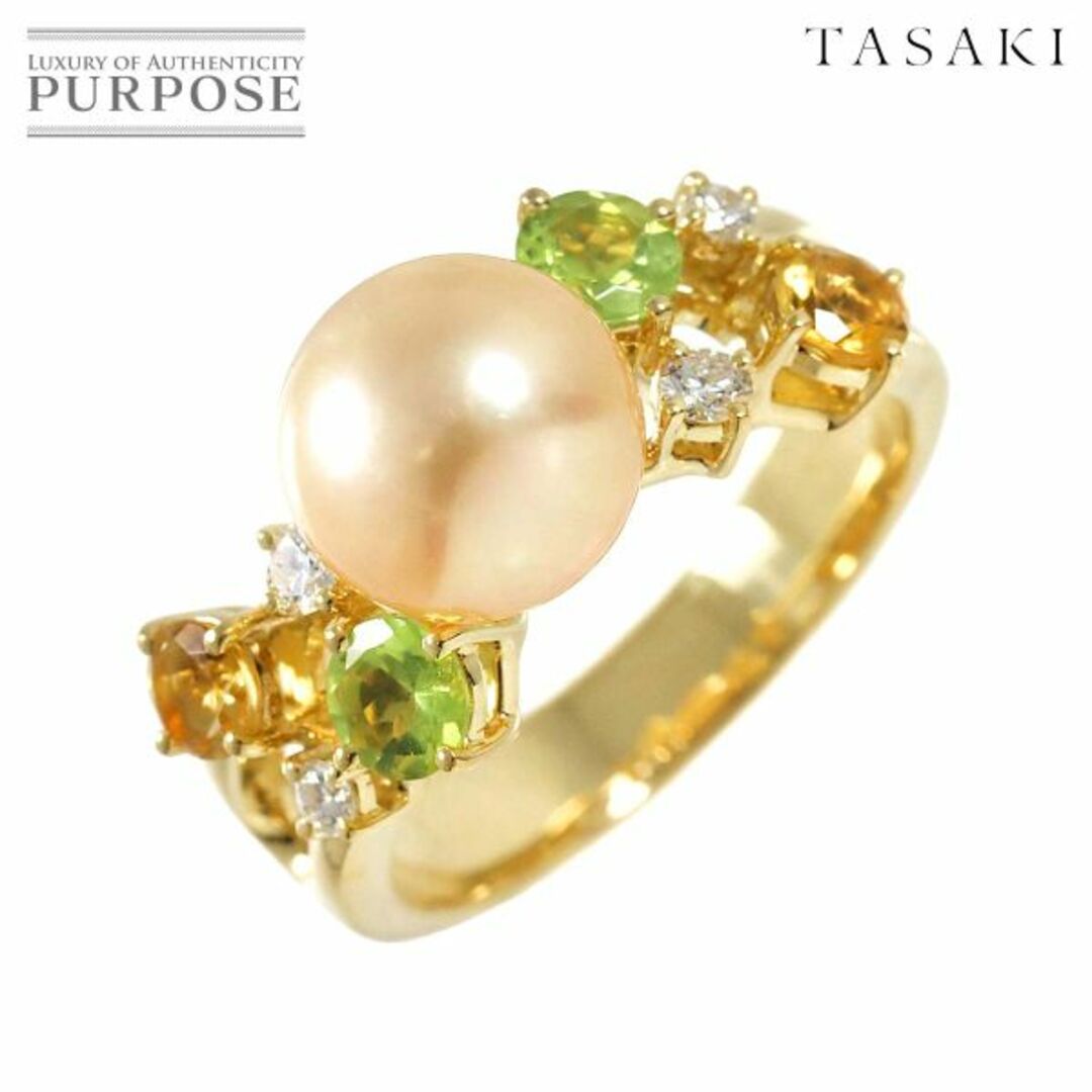 TASAKI(タサキ)のタサキ TASAKI 12号 リング 南洋真珠 8.6mm ダイヤ 0.11ct ペリドット シトリン K18 YG 750 パール 指輪 田崎真珠 VLP 90224297 レディースのアクセサリー(リング(指輪))の商品写真