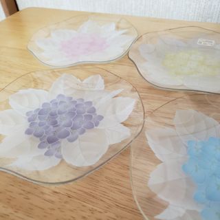 プレート お皿 あじさい 紫陽花 デザート 和菓子 花柄 4枚(食器)