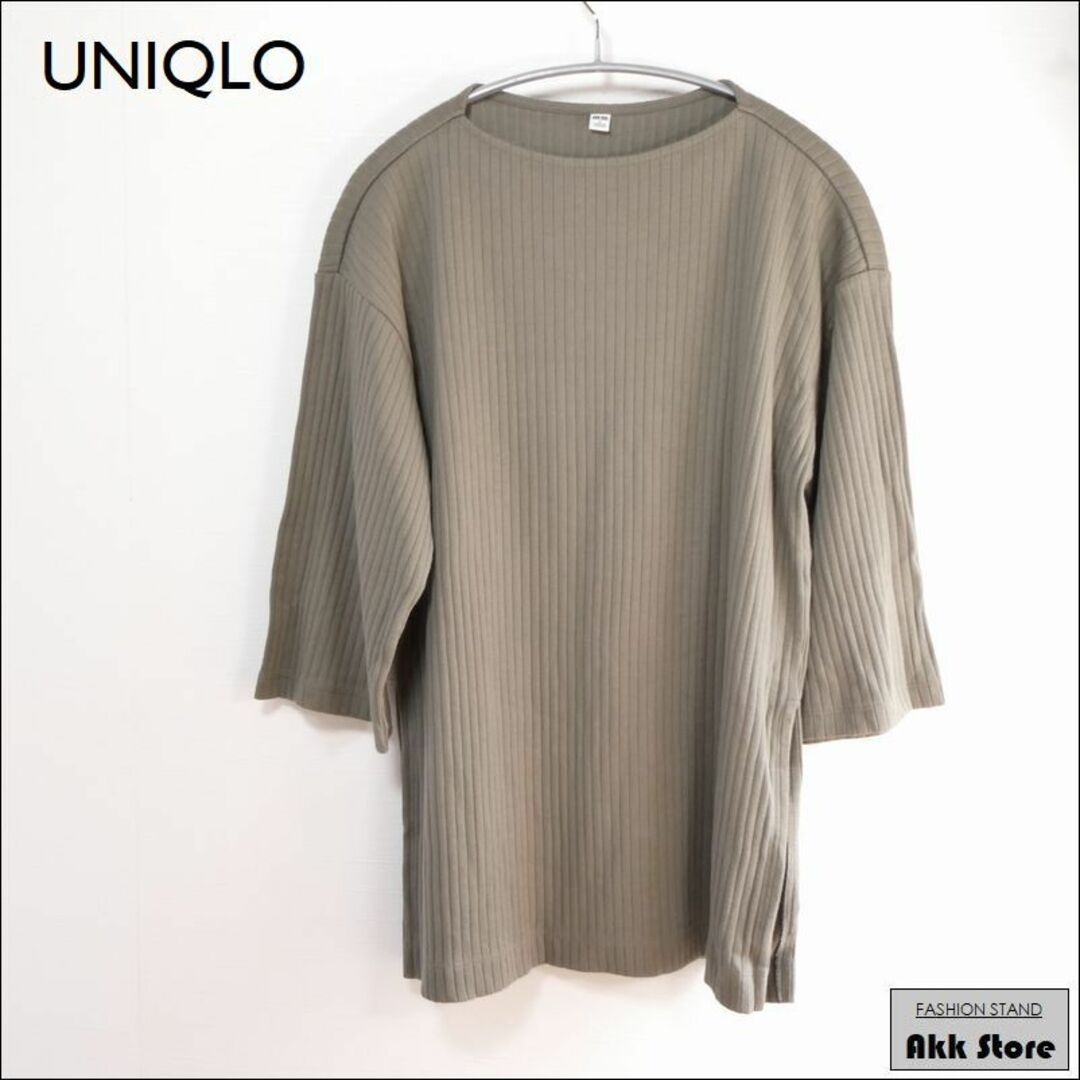 UNIQLO(ユニクロ)のUNIQLO ユニクロ レディース トップス 七分袖 リブ カットソー S レディースのトップス(カットソー(長袖/七分))の商品写真