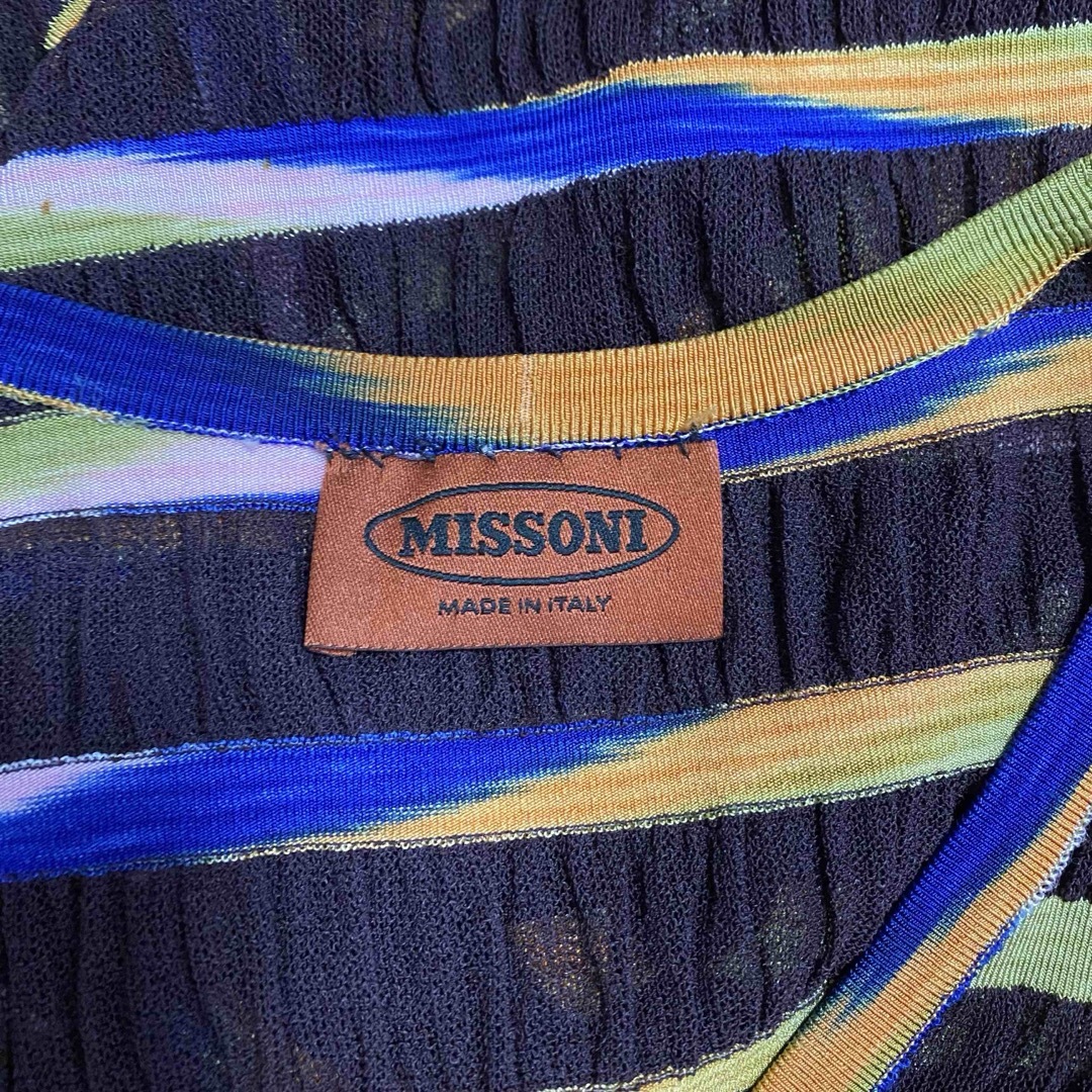 MISSONI(ミッソーニ)の【MISSONI】  訳あり特価  マルチカラーカーディガン ロゴボタン 46 レディースのトップス(カーディガン)の商品写真