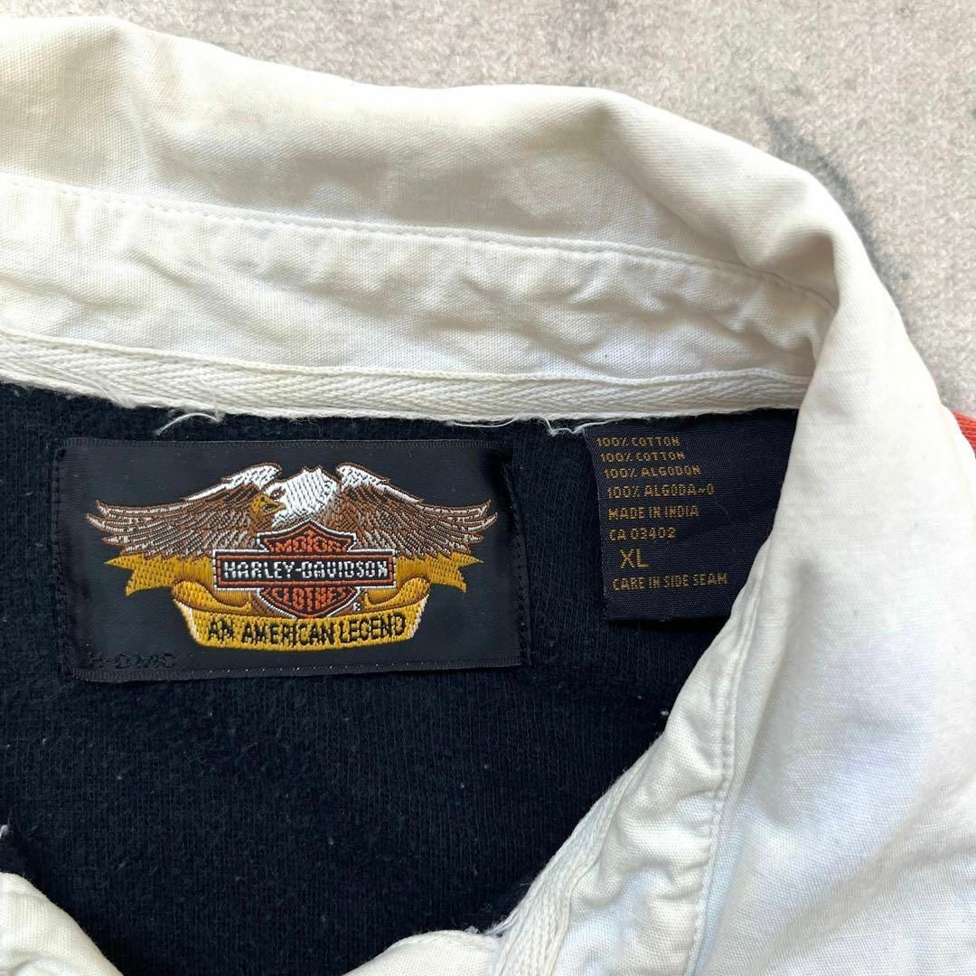 Harley Davidson(ハーレーダビッドソン)の【ハーレーダビッドソン】XL刺繍ロゴ ラグランスリーブ スウェット ラガーシャツ メンズのトップス(スウェット)の商品写真