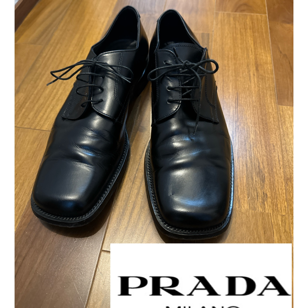 PRADA(プラダ)のPRADA スクエアトゥ レザーシューズ メンズの靴/シューズ(ドレス/ビジネス)の商品写真