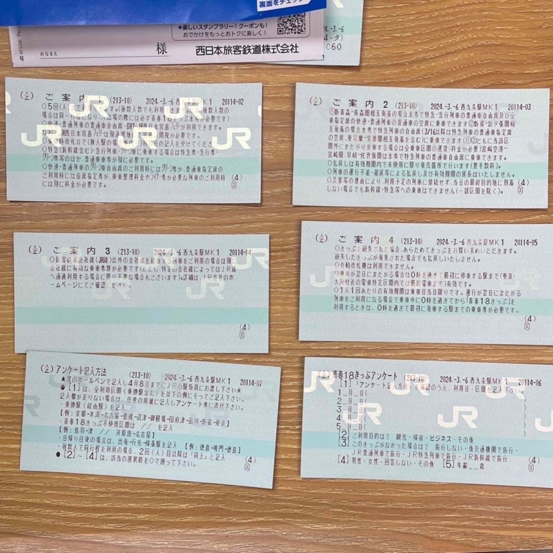 JR(ジェイアール)の青春18きっぷ チケットの乗車券/交通券(鉄道乗車券)の商品写真