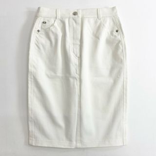 エスカーダ(ESCADA)の39c20 ESCADA エスカーダ ROCK SKIRT ロックスカート 34 ホワイト ストレッチ 伸縮性◎ サイドデザインステッチ(ひざ丈スカート)