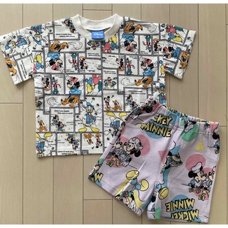 Disney - ディズニー　Disney ミッキー　ミニー　Tシャツ　ハーフパンツ　90