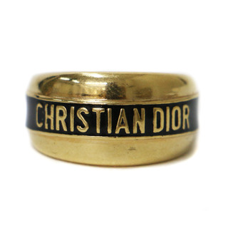 クリスチャンディオール(Christian Dior)のChristian Dior クリスチャンディオール 指輪 リング ゴールド ブラック 黒 S(10~11号) コード CODE ロゴ メタル GP アクセサリー 【レディース】【中古】(リング(指輪))