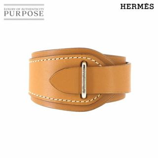 Hermes - 未使用 展示品 エルメス HERMES ブレスレット レザー ゴールド シルバー 金具 □M刻印 ブラウン アクセサリー VLP 90226819