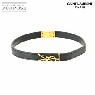 サンローラン(Saint Laurent)の新品同様サンローラン パリ SAINT LAURENT PARIS カサンドラ チョーカー ネックレス レザー ブラック ゴールド アクセサリー VLP 90226862(ネックレス)