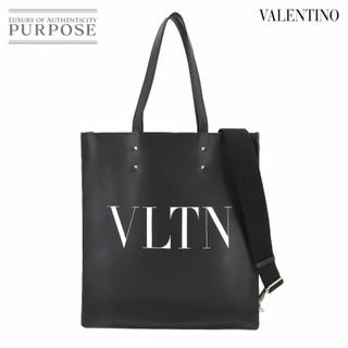 ヴァレンティノガラヴァーニ(valentino garavani)のヴァレンティノ ガラヴァーニ VALENTINO GARAVANI VLTN 2way トート ショルダー バッグ レザー ブラック ホワイト 2B0731WJW VLP 90227246(トートバッグ)