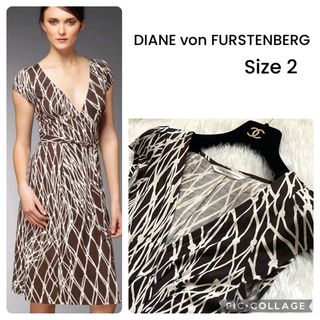 DIANE von FURSTENBERG 半袖 ラップワンピース シルク100