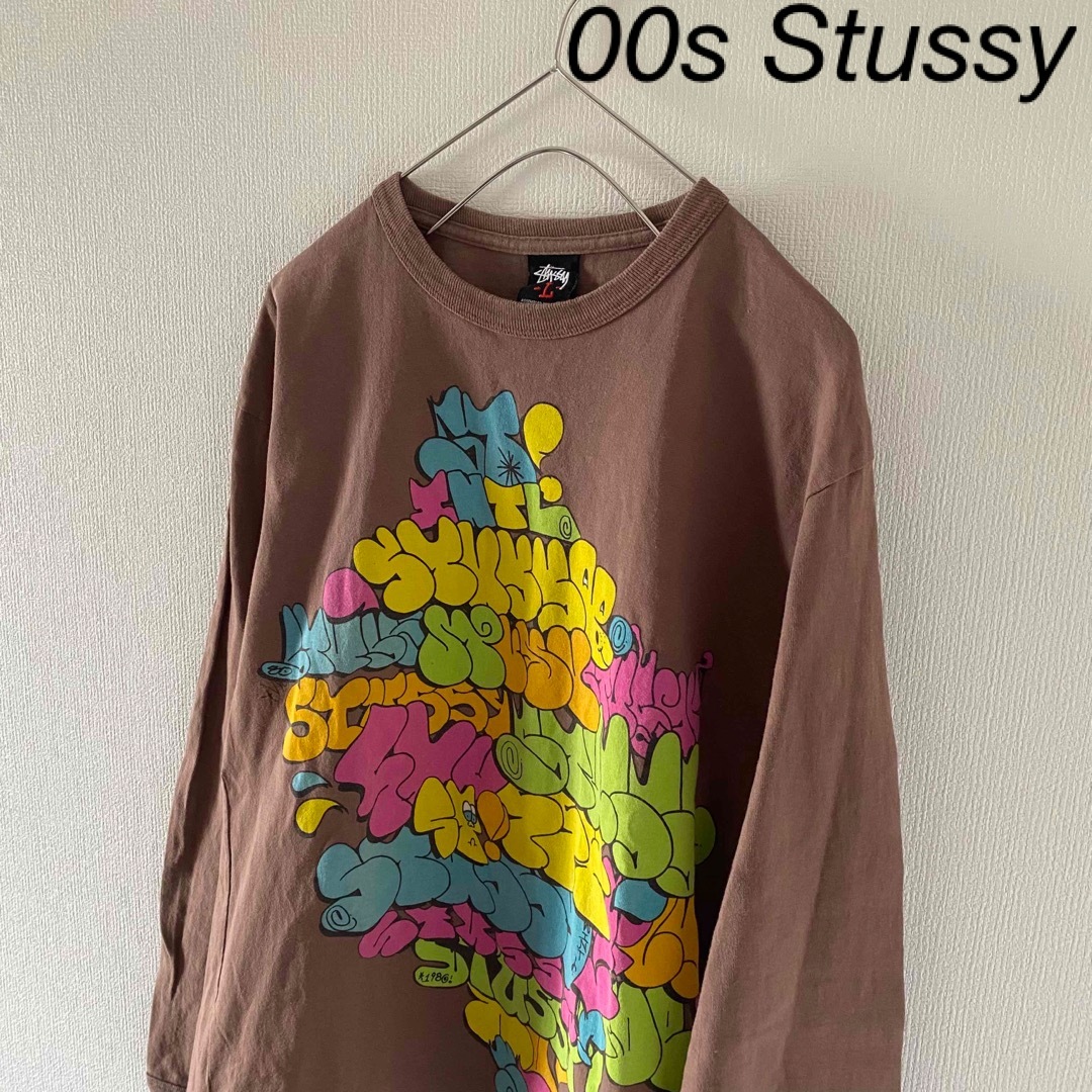 STUSSY(ステューシー)の00sStussyステューシーロンtシャツメンズ長袖ブラウン茶Lメキシコ メンズのトップス(Tシャツ/カットソー(七分/長袖))の商品写真