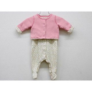 プチバトー(PETIT BATEAU)の【春物 新入荷!】▼プチバトー/PETIT BATEAU▼60cm(3M) 長袖カーディガン×長袖カットソー×ロンパースセット ピンク×アイボリー系 リバーシブル【中古】 子供服 キッズ kids  女の子 春秋 tops 113042(カーディガン)