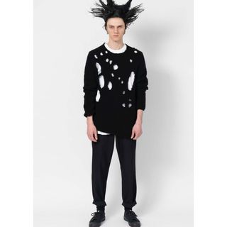 ブラックコムデギャルソン(BLACK COMME des GARCONS)のブラックコムデギャルソン BLACK ダメージ ニット セーター 穴あき L 黒(ニット/セーター)