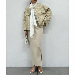 ラウンジドレス(Loungedress)の新品 Loungedress ポンチZIPタイトスカート ライトベージュ F(ロングスカート)