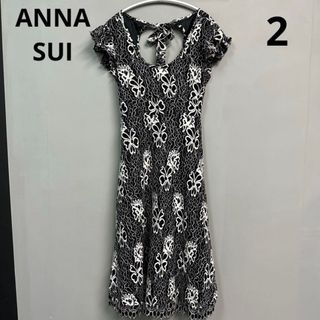 アナスイ(ANNA SUI)のANNA SUI ワンピース　ドレス　レース　サイズ2 ブラック　M フレア(ミディアムドレス)