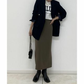 ラウンジドレス(Loungedress)の新品 未使用 【Loungedress】ポンチZIPタイトスカート カーキ XS(ロングスカート)